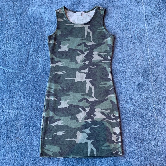 Camo Printed Knit Mini Dress - Picture 1 of 4